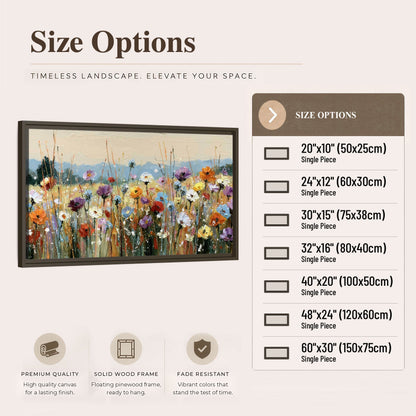 Colorful wildflower meadow painting framed canvas wall art size options