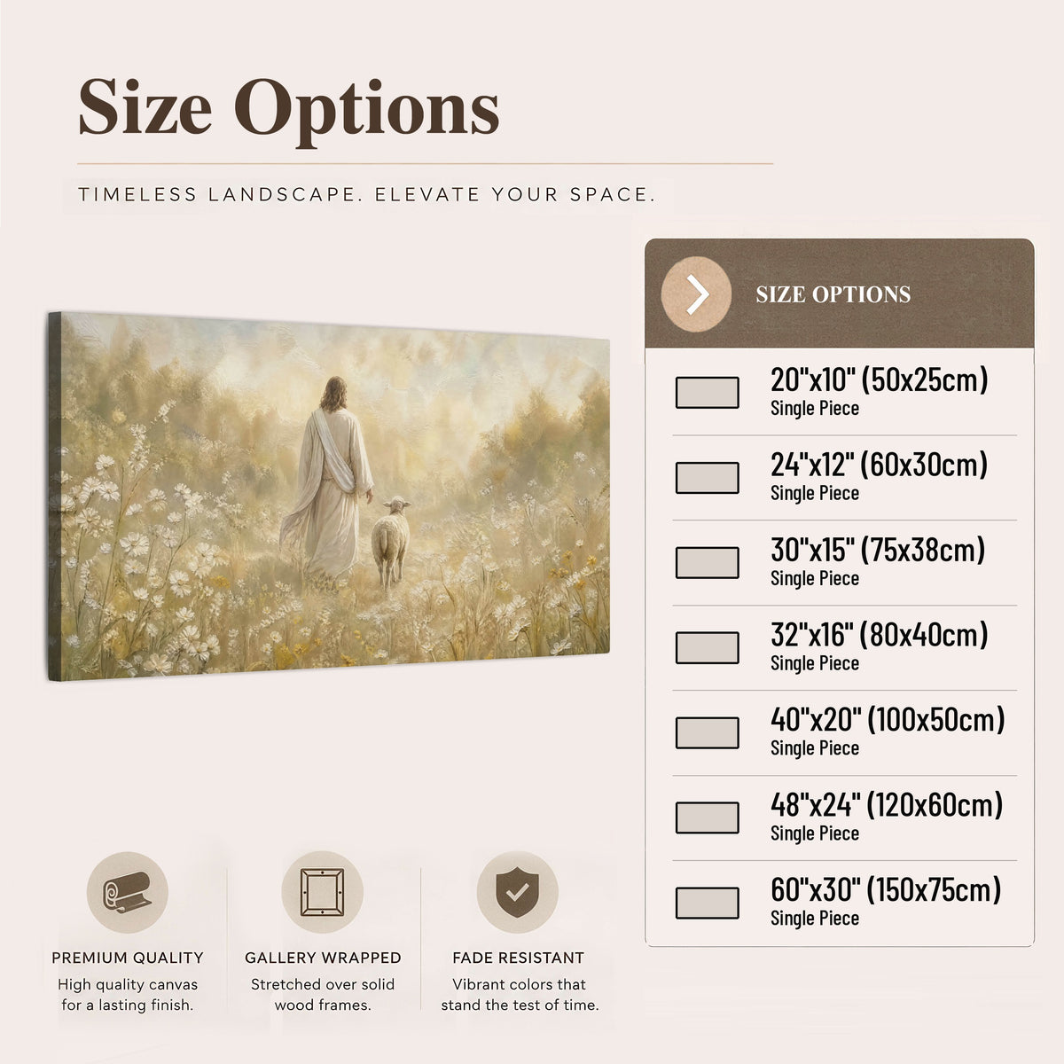 Jesus and the lamb painting canvas wall art size options