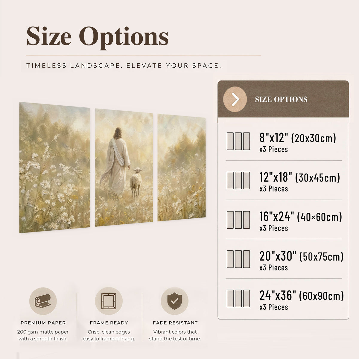 Jesus and the lamb painting set of 3 poster prints size options