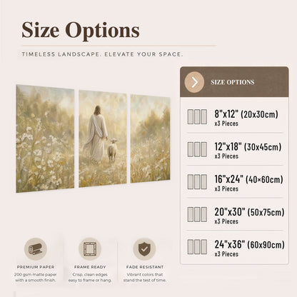 Jesus and the lamb painting set of 3 poster prints size options