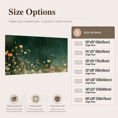Dark green wildflower painting poster print size options