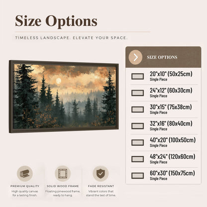 Misty pine forest painting framed canvas wall art size options
