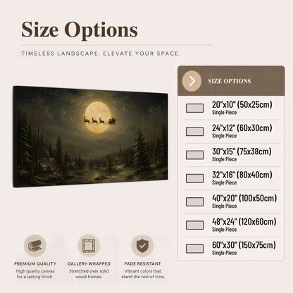 Santa sleigh full moon painting canvas wall art size options