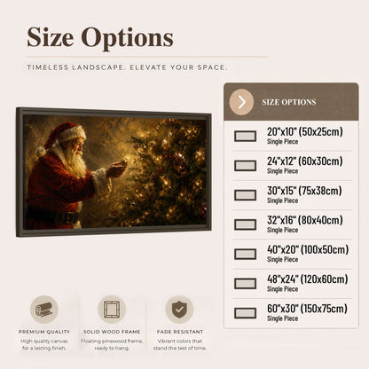 Santa and Christmas tree painting framed canvas wall art size options