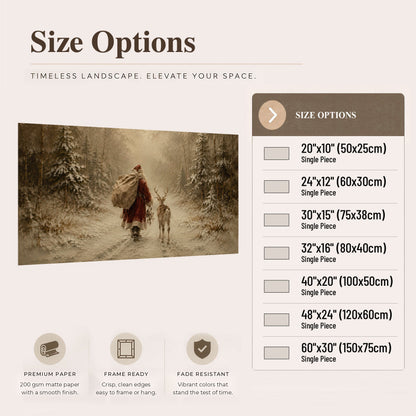 Santa and reindeer painting poster print size options