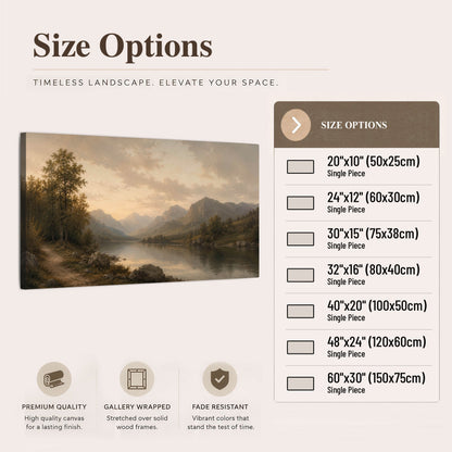 Golden mountain lake painting canvas wall art size options