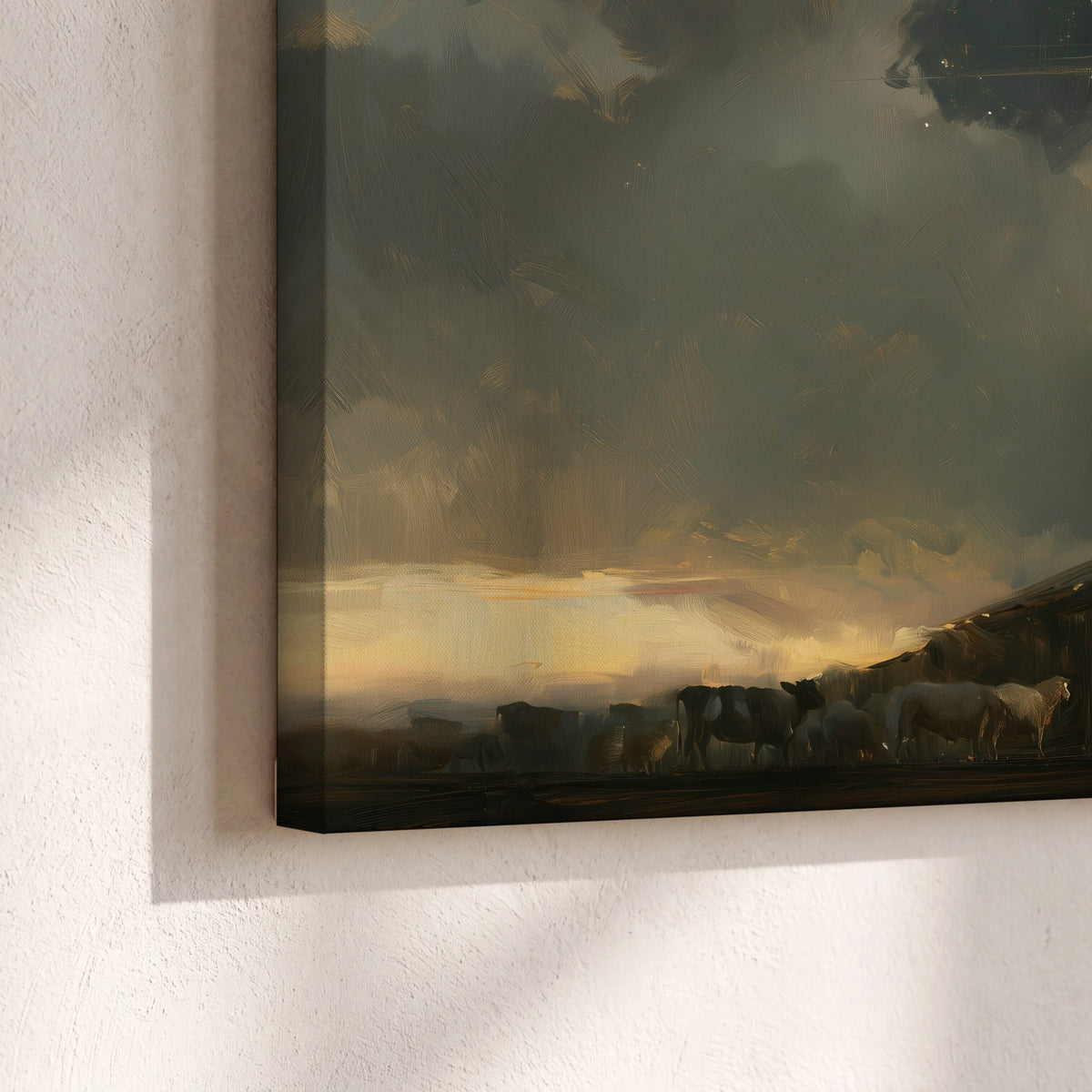 Nativity star of Bethlehem painting canvas print close-up showing the gallery-wrapped edge