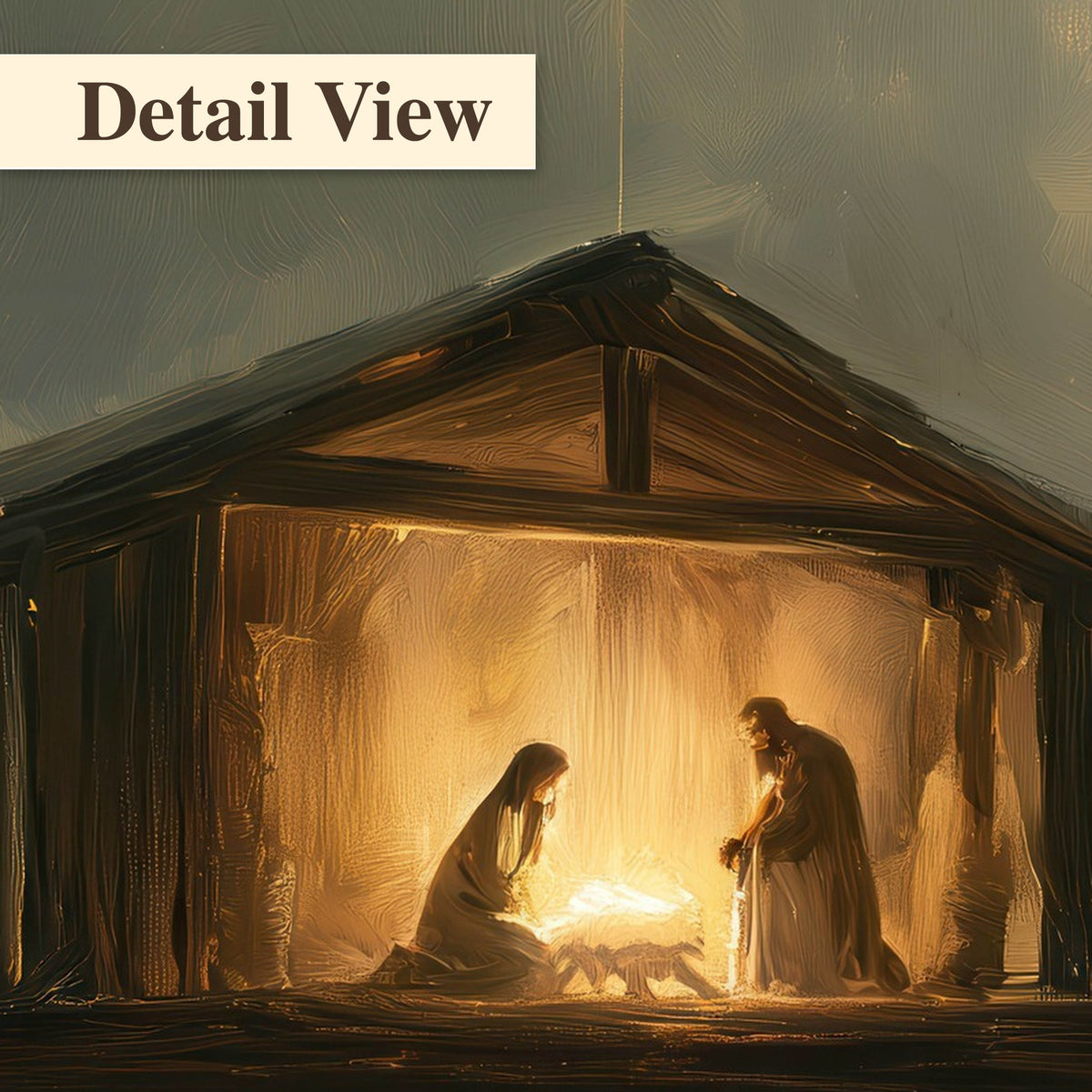 Nativity star of Bethlehem painting detail close-up