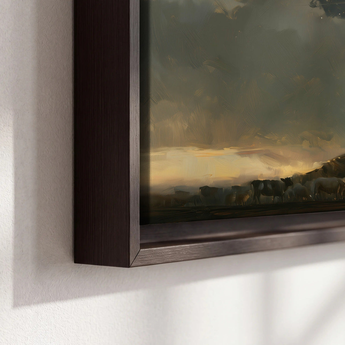 Nativity star of Bethlehem painting framed canvas close-up showing the floating frame