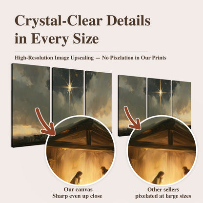 Nativity star of Bethlehem painting high-resolution print quality comparison
