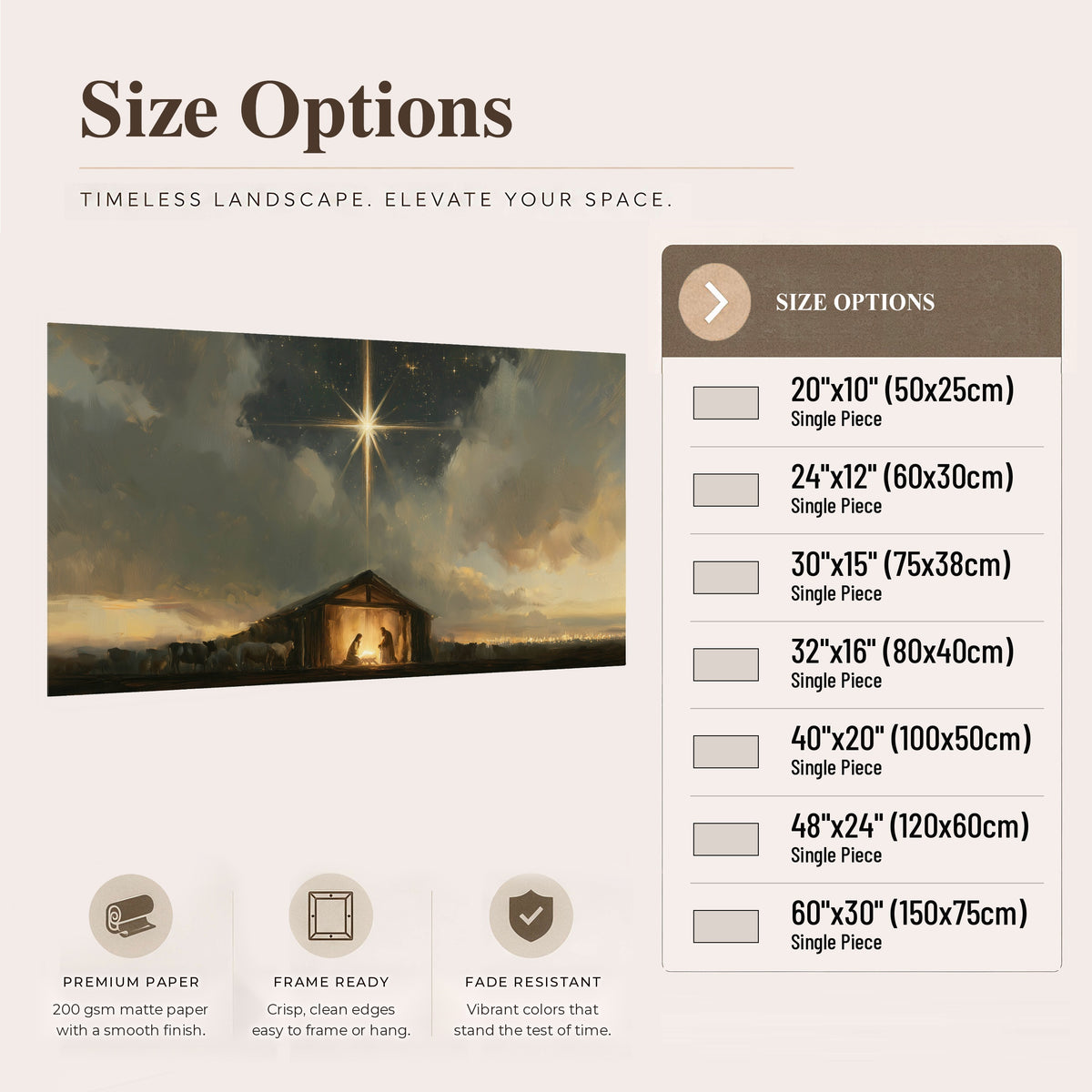 Nativity star of Bethlehem painting poster print size options