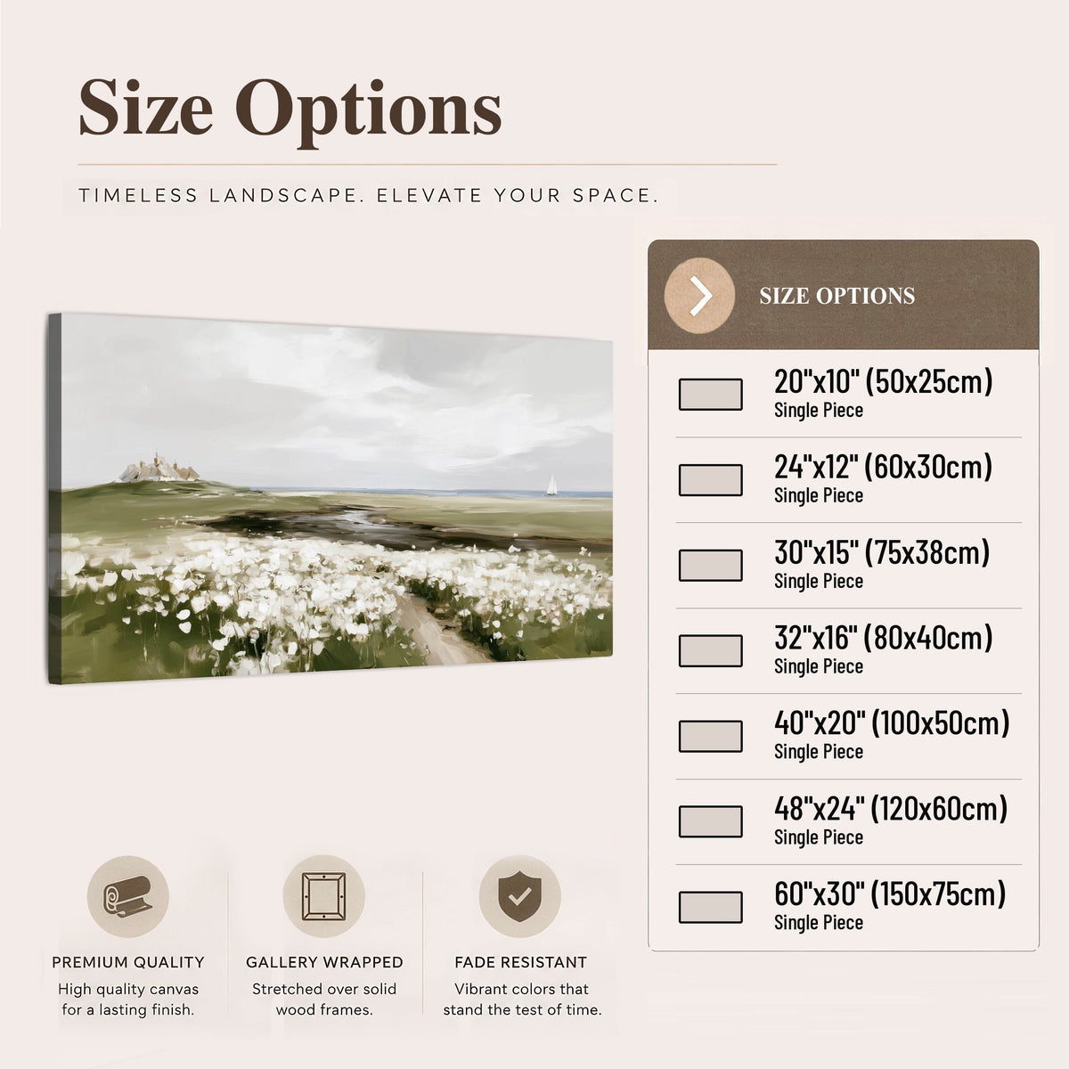 Coastal wildflower meadow painting canvas wall art size options
