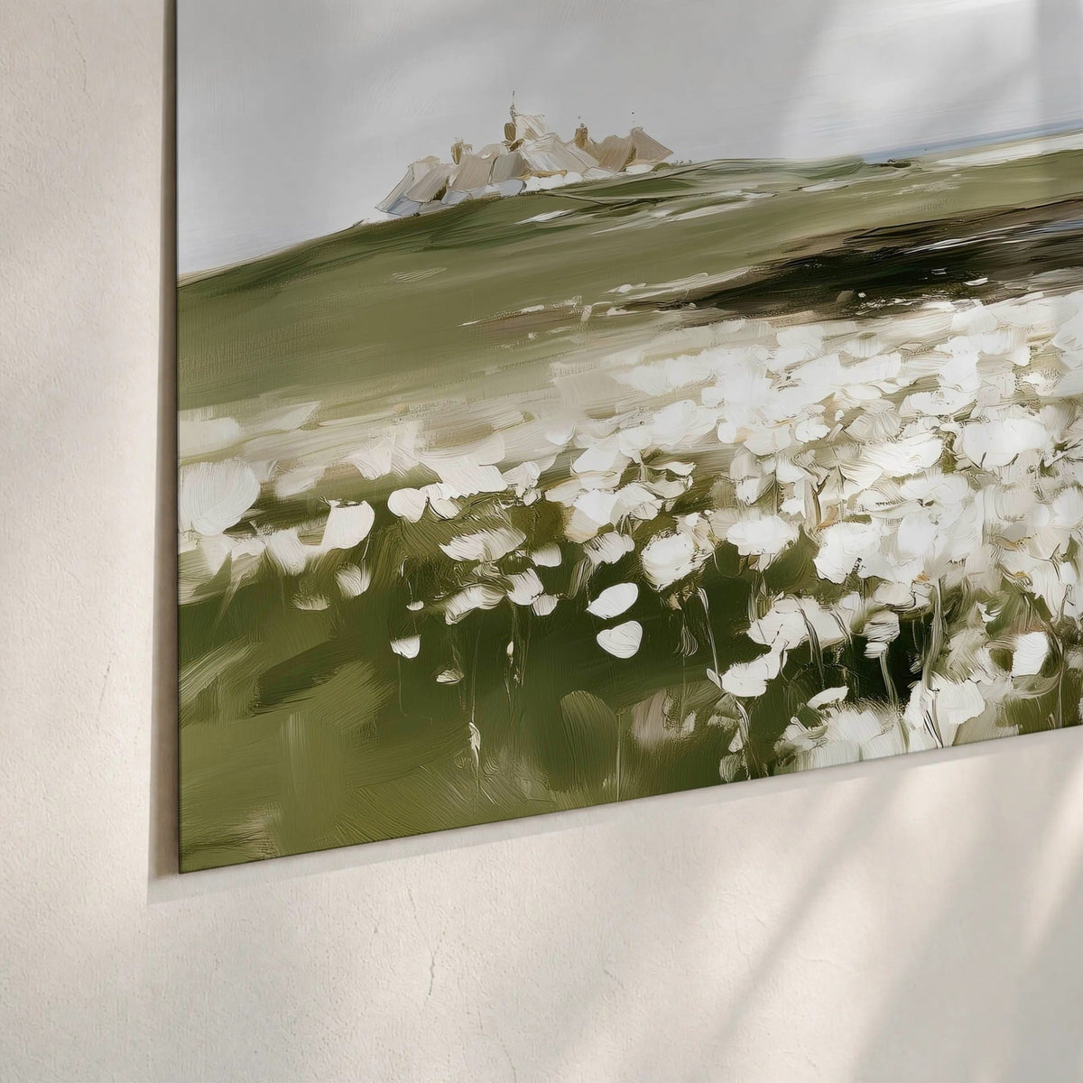 Coastal wildflower meadow painting poster print close-up on matte paper