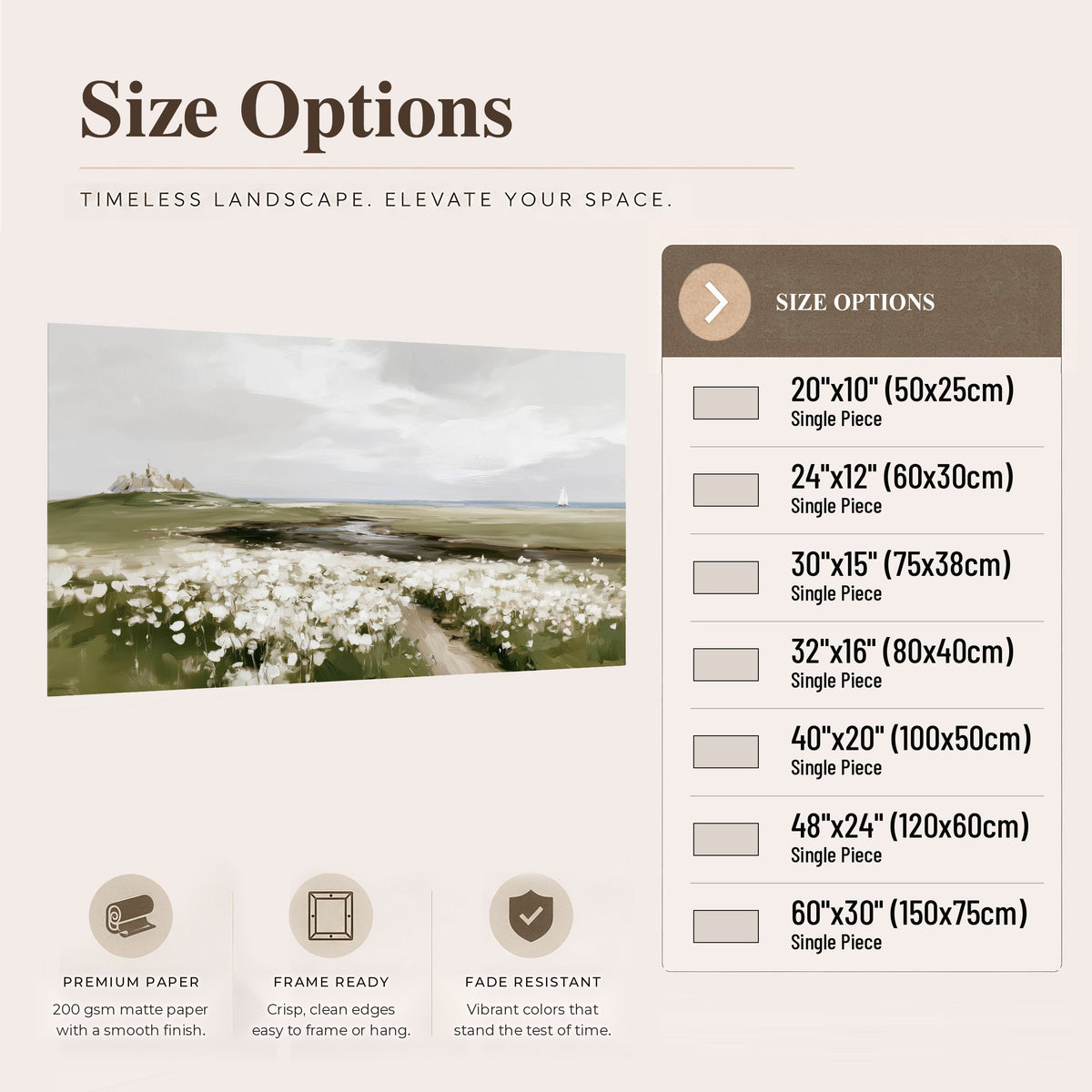 Coastal wildflower meadow painting poster print size options