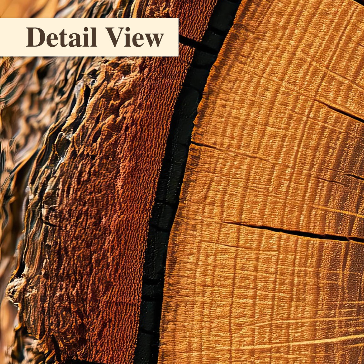 Tree ring wood slice art detail close-up