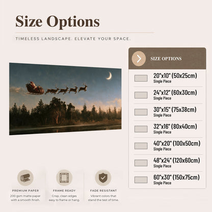 Santa sleigh at dusk painting poster print size options