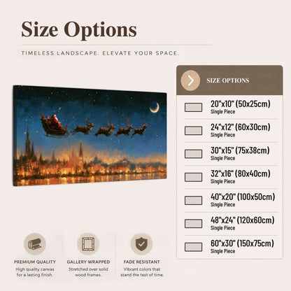 Santa sleigh starry night painting canvas wall art size options