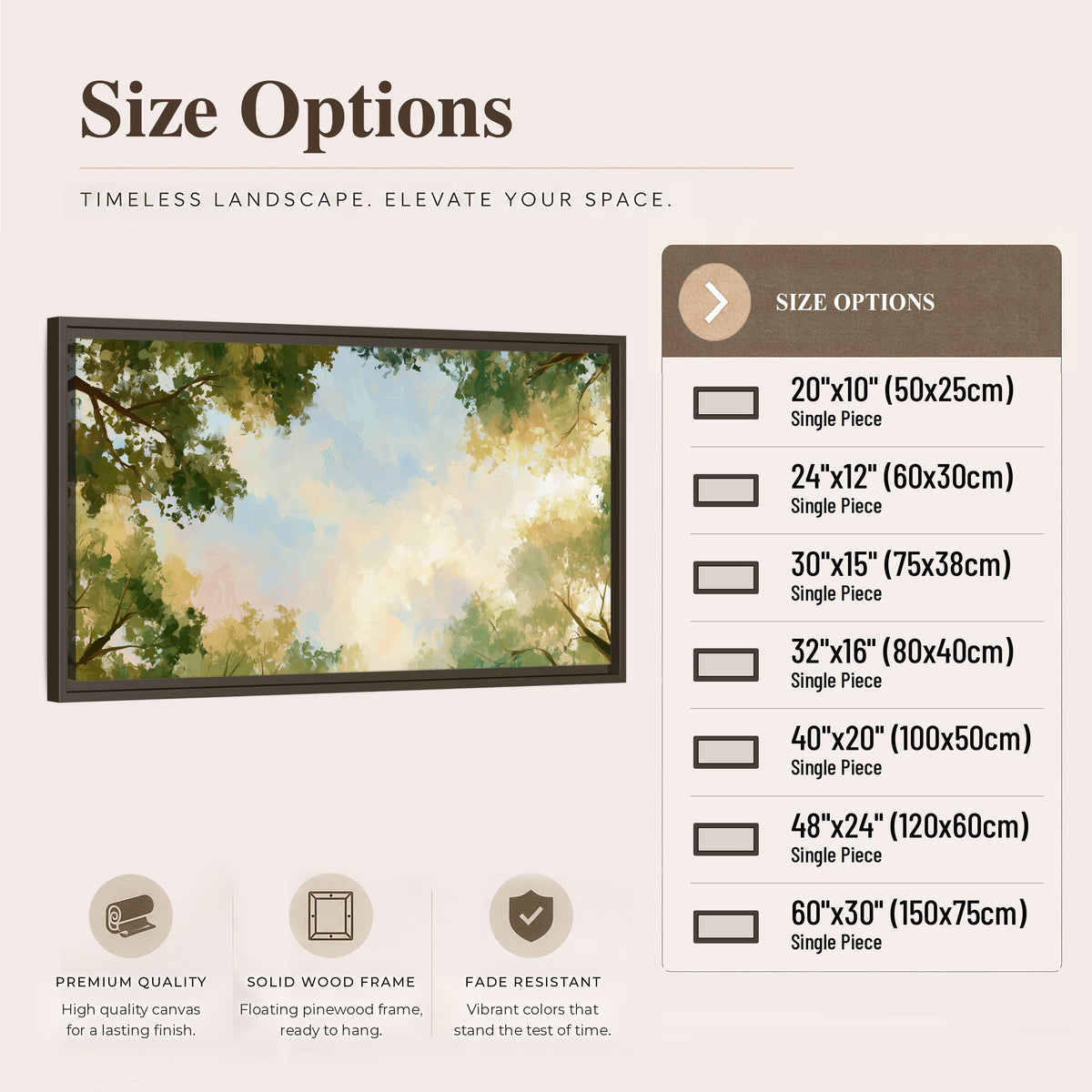 Tree canopy sky painting framed canvas wall art size options