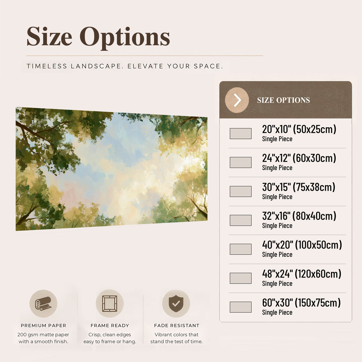 Tree canopy sky painting poster print size options