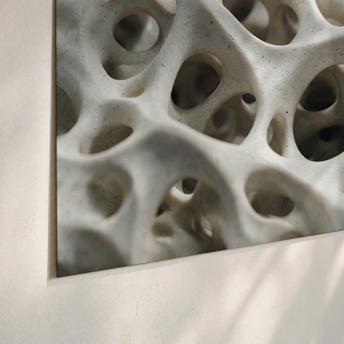 White organic texture abstract poster print close-up on matte paper