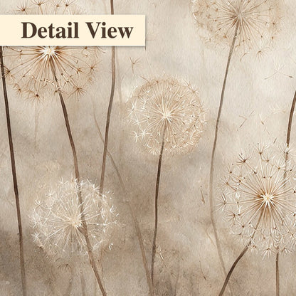 Misty dandelion field painting detail close-up