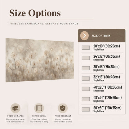 Misty dandelion field painting poster print size options
