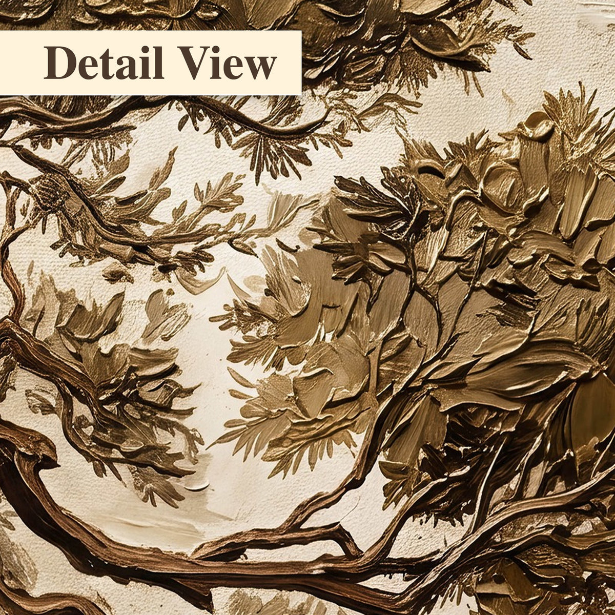 Sepia tree textured painting detail close-up