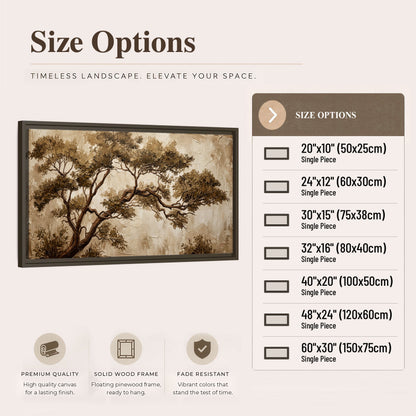 Sepia tree textured painting framed canvas wall art size options