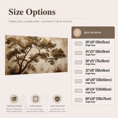 Sepia tree textured painting poster print size options