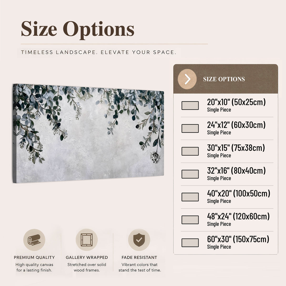 Eucalyptus leaves painting canvas wall art size options