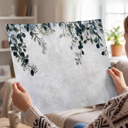 Eucalyptus leaves painting poster print held in hands