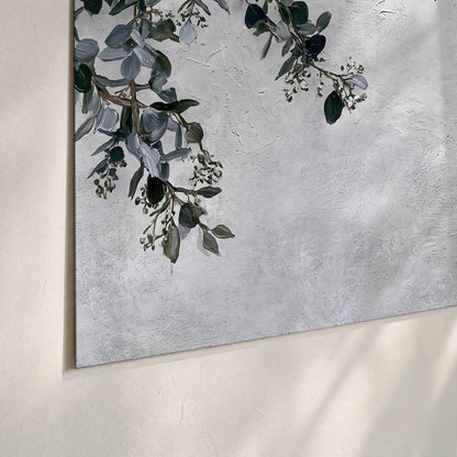 Eucalyptus leaves painting poster print close-up on matte paper