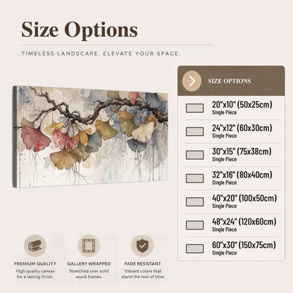 Ginkgo leaves watercolor painting canvas wall art size options