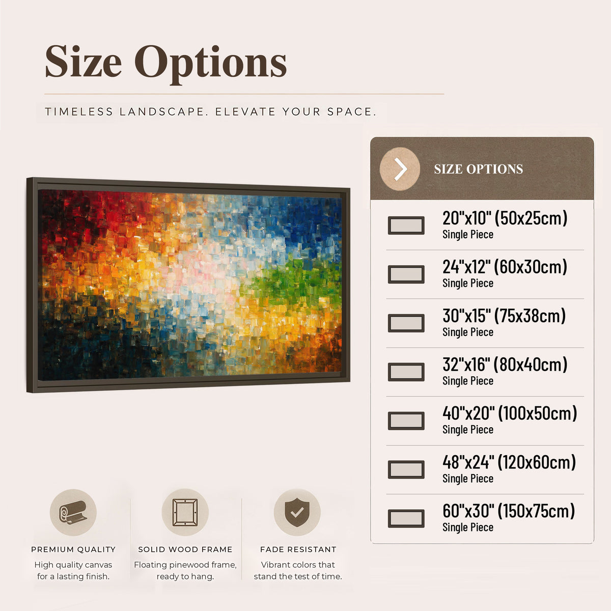 Colorful mosaic abstract painting framed canvas wall art size options
