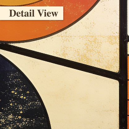 Mid century geometric abstract painting detail close-up