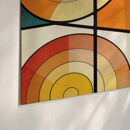 Mid century geometric abstract painting poster print close-up on matte paper