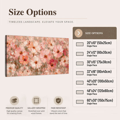 Blush pink flowers painting canvas wall art size options
