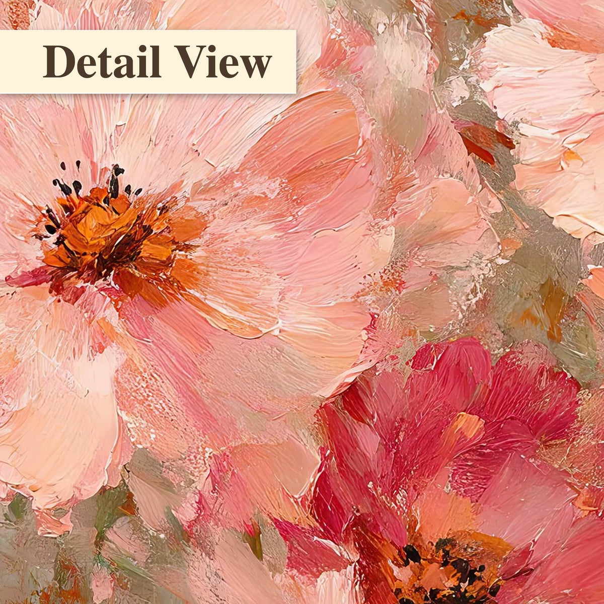 Blush pink flowers painting detail close-up