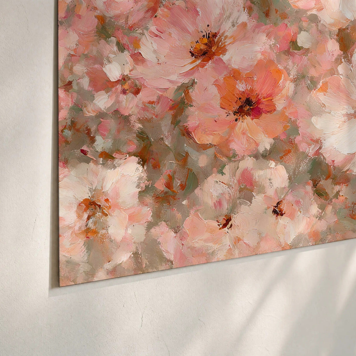 Blush pink flowers painting poster print close-up on matte paper