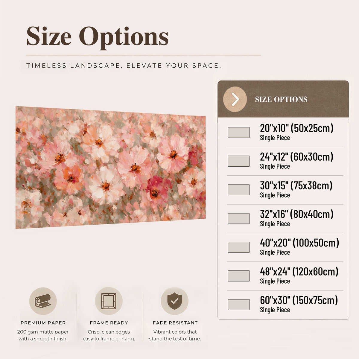 Blush pink flowers painting poster print size options