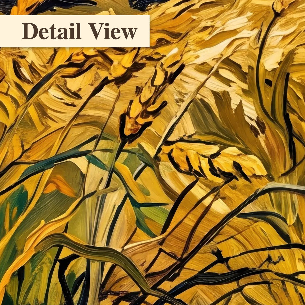 Wheat field with crows painting detail close-up
