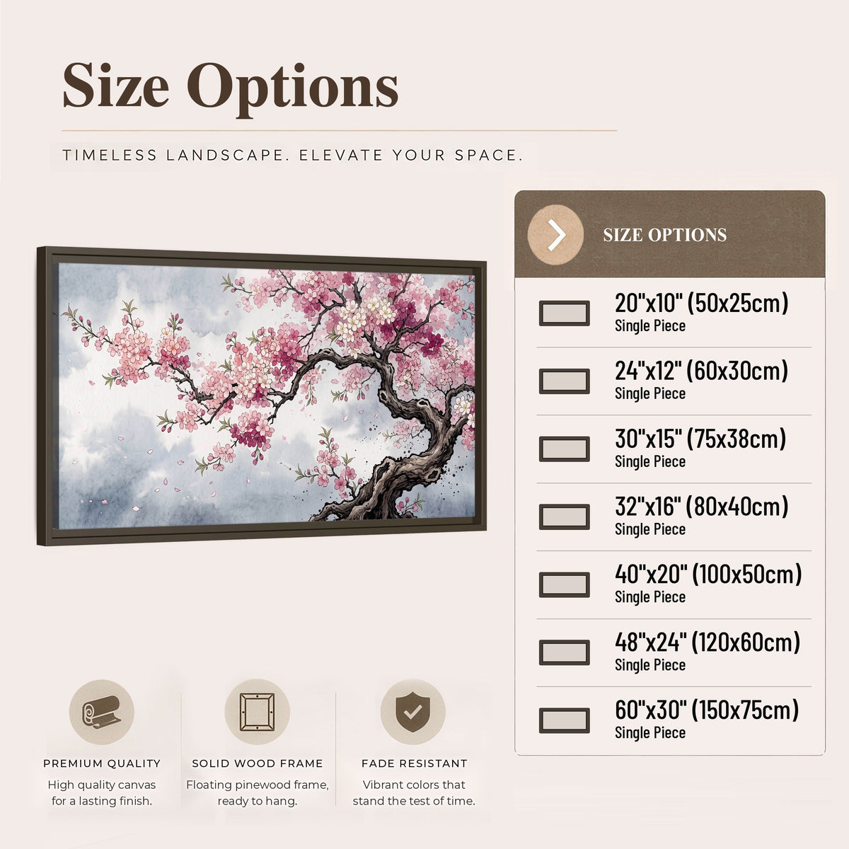 Cherry blossom tree painting framed canvas wall art size options