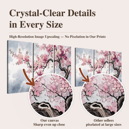 Cherry blossom tree painting high-resolution print quality comparison