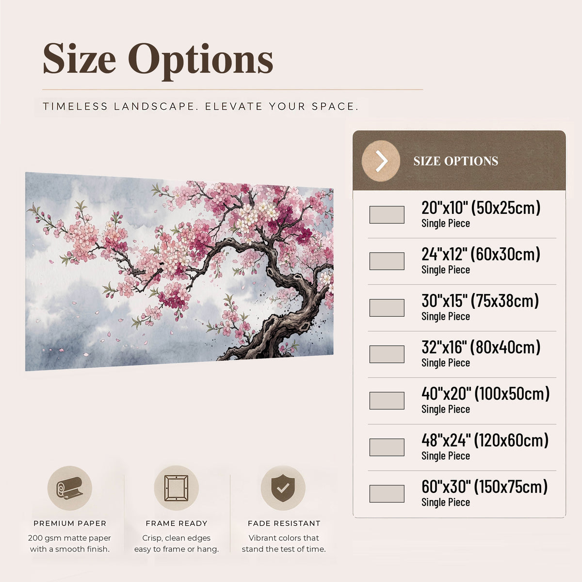 Cherry blossom tree painting poster print size options