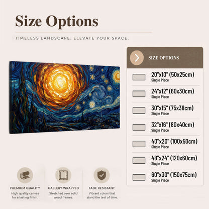 Starry night sky painting canvas wall art size options