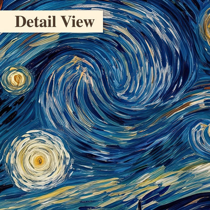Starry night sky painting detail close-up