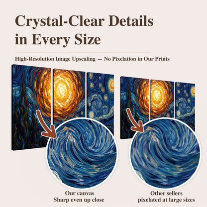 Starry night sky painting high-resolution print quality comparison