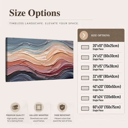 Pastel waves textured abstract painting canvas wall art size options