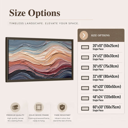 Pastel waves textured abstract painting framed canvas wall art size options