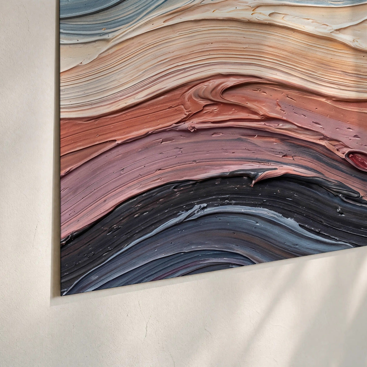 Pastel waves textured abstract painting poster print close-up on matte paper